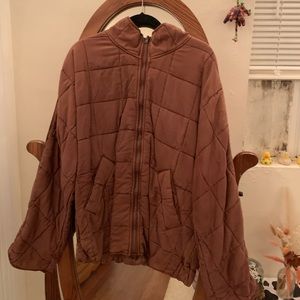 Free People quilted dolman jacket in color terracotta